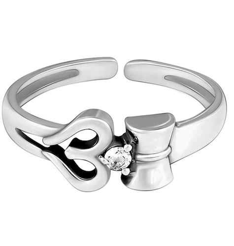 AVNI by 925 Sterling Silver Oxidised Om Shiva Ring